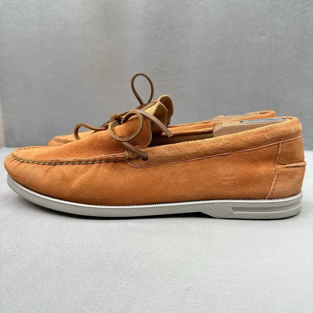 Peter Millar Excursionist Mens Size 11.5 (M) Boat Shoes Papaya Suede Slip-On EUC